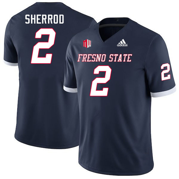 Men #2 Malik Sherrod Fresno State Bulldogs College Football Jerseys Stitched-Navy